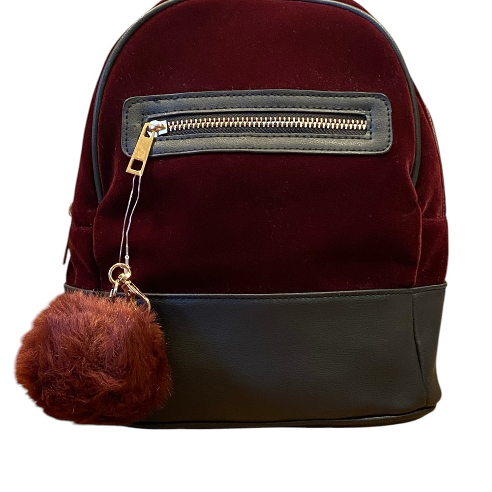 Atmosphere Burgundy and Black Backpack with Luxurious Texture